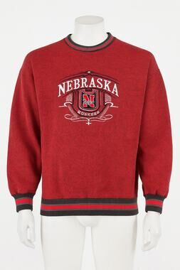 Vintage Nebraska Cornhuskers Crewneck Sweatshirt L Embroidered 90s Dadcore